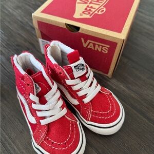 Vans Sk8-Hi Skate Shoe - toddler size5 racing red/white -new